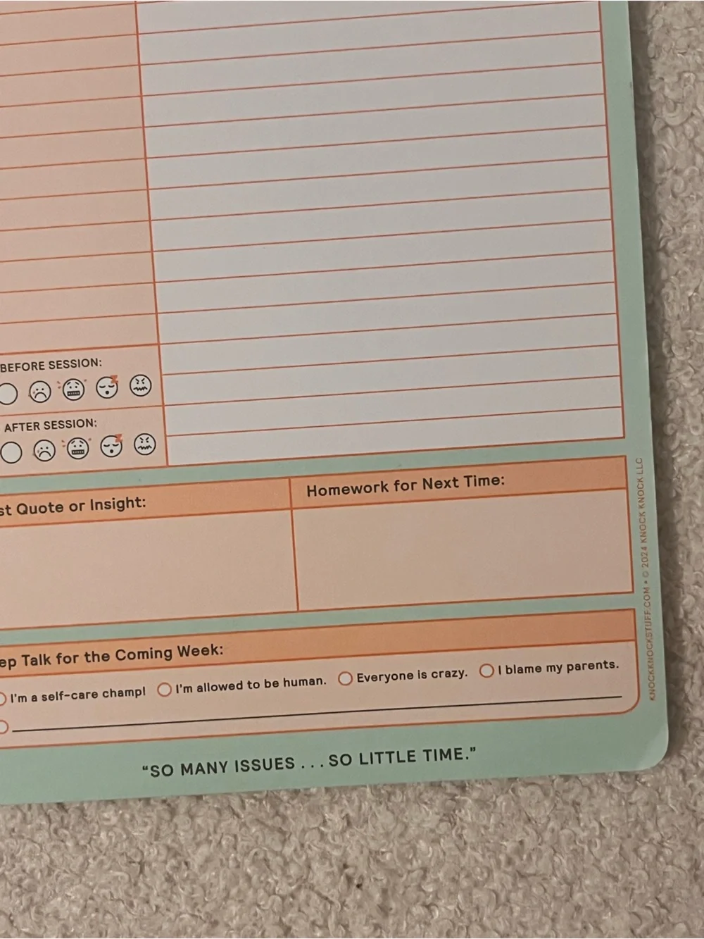 Knock Knock Pastel Therapy Session Notes Memo Notepad
